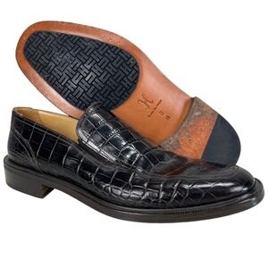 Cole Haan Collection Mens Dark Brown Crocodile Leather Slip On Loafers Size 8 M